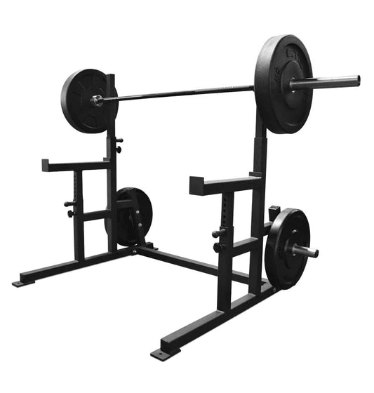 Connected Squat Stands with Built-in Spotter Arms